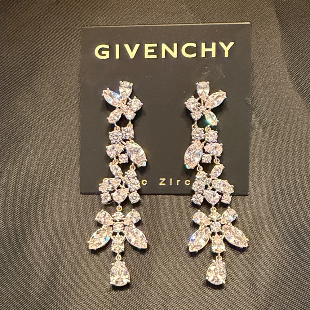 Givenchy Silver and Crystal Drop Earrings